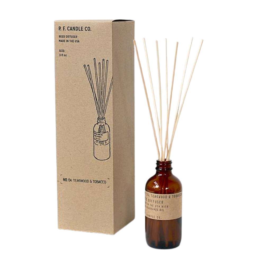 teakwood and tobacco diffuser Caribbean fir needle P.F. Candle Co. Teakwood &