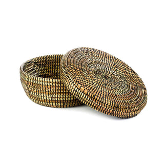 Woven Basket with lid- Black