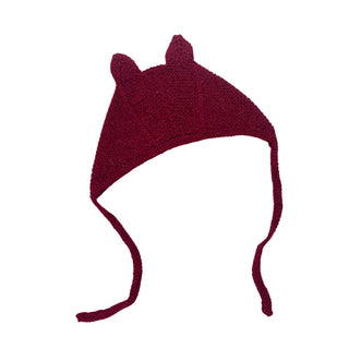 Cotton Bunny Knit Hat - Entertaining Elephants - Burgundy